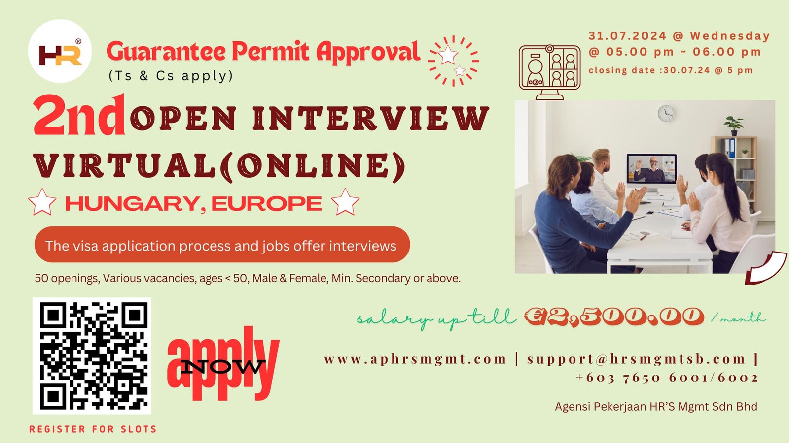2nd Open Interview Virtual (Online) - A Guarantee Work Permit And Visa To Hungary, Europe